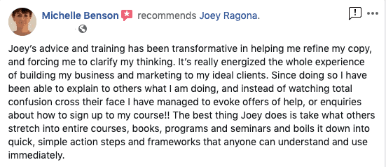 MichelleBenson FB Testimonial