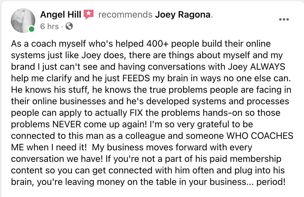 Angel Hill Testimonial